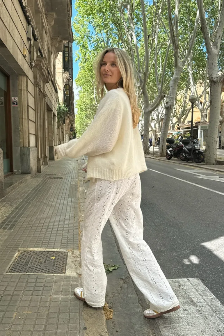 Zhannaic Pants White Embroidery