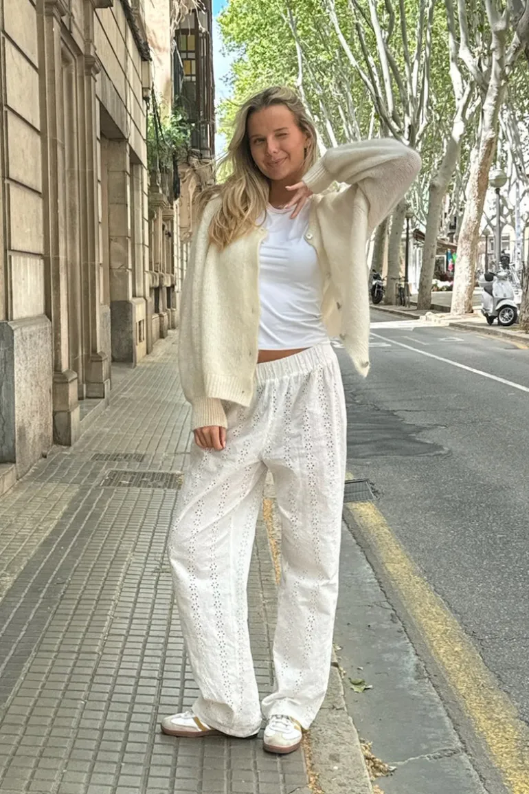 Zhannaic Pants White Embroidery